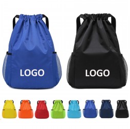 Drawstring Backpack Gym Bag With Pockets 